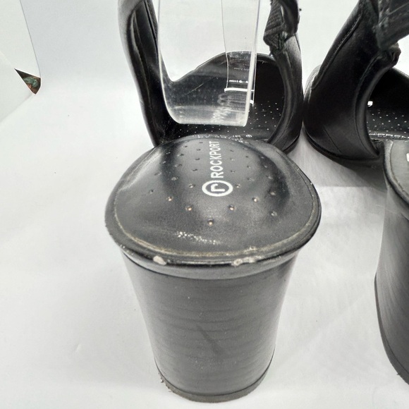 Rockport adiPRENE by Adidas Black Leather Slingback Heels with Chunky Heel SZ 9 - Picture 14 of 14